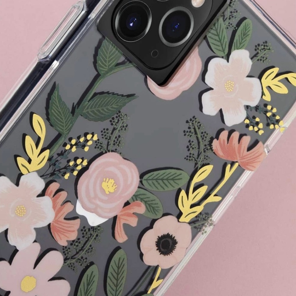 Floral Pattern Phone Case - Gray and Pink